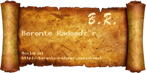 Berente Radomér névjegykártya